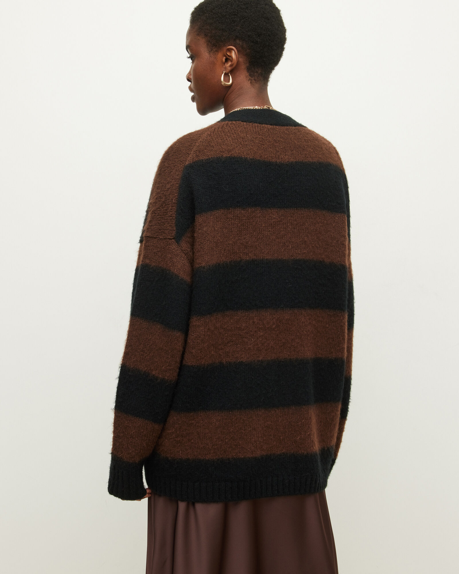 Lou Stripe Cardigan CHESTNUT/BLACK 