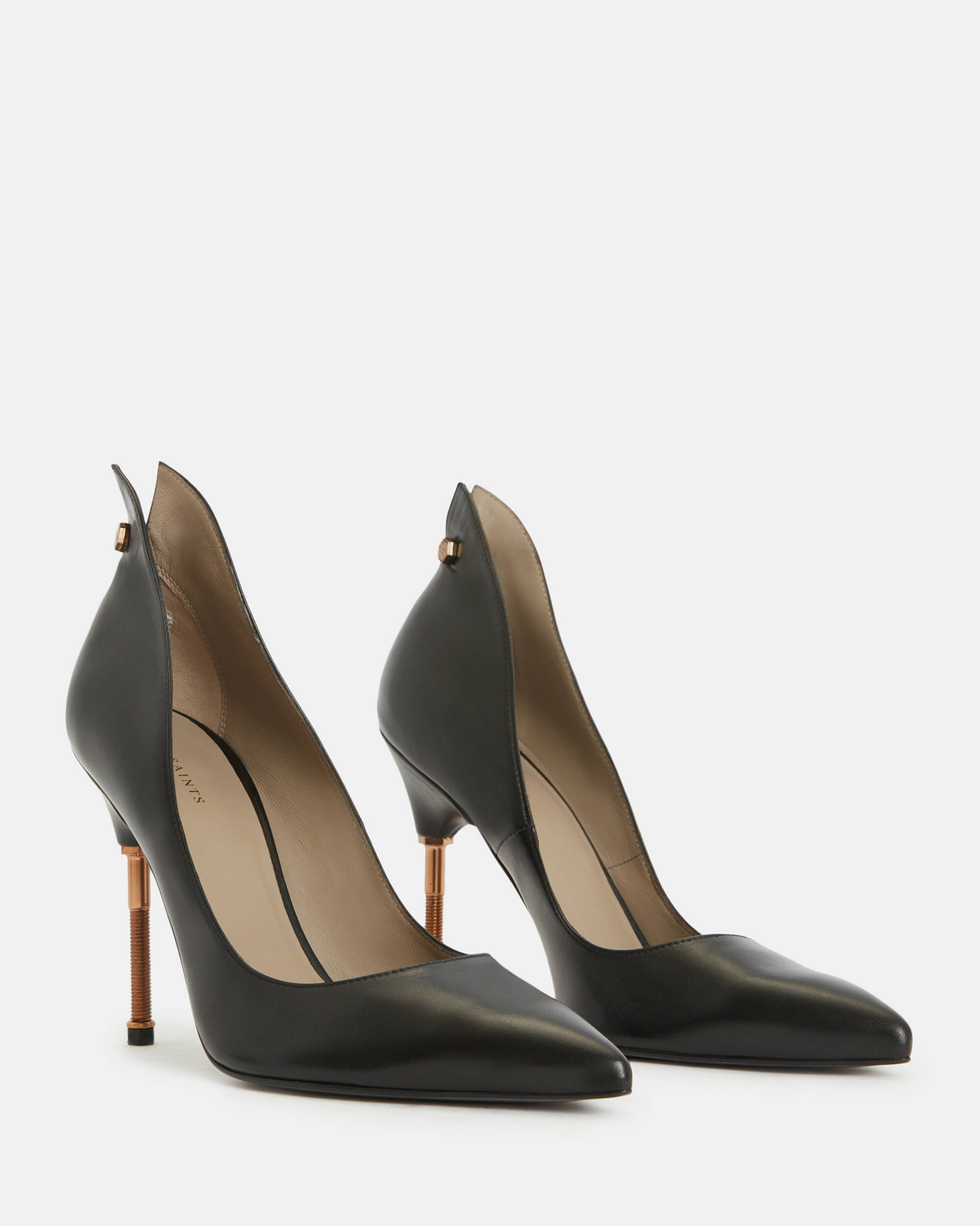 Robin Pointed Leather Court Heeled Shoes  large image number 5