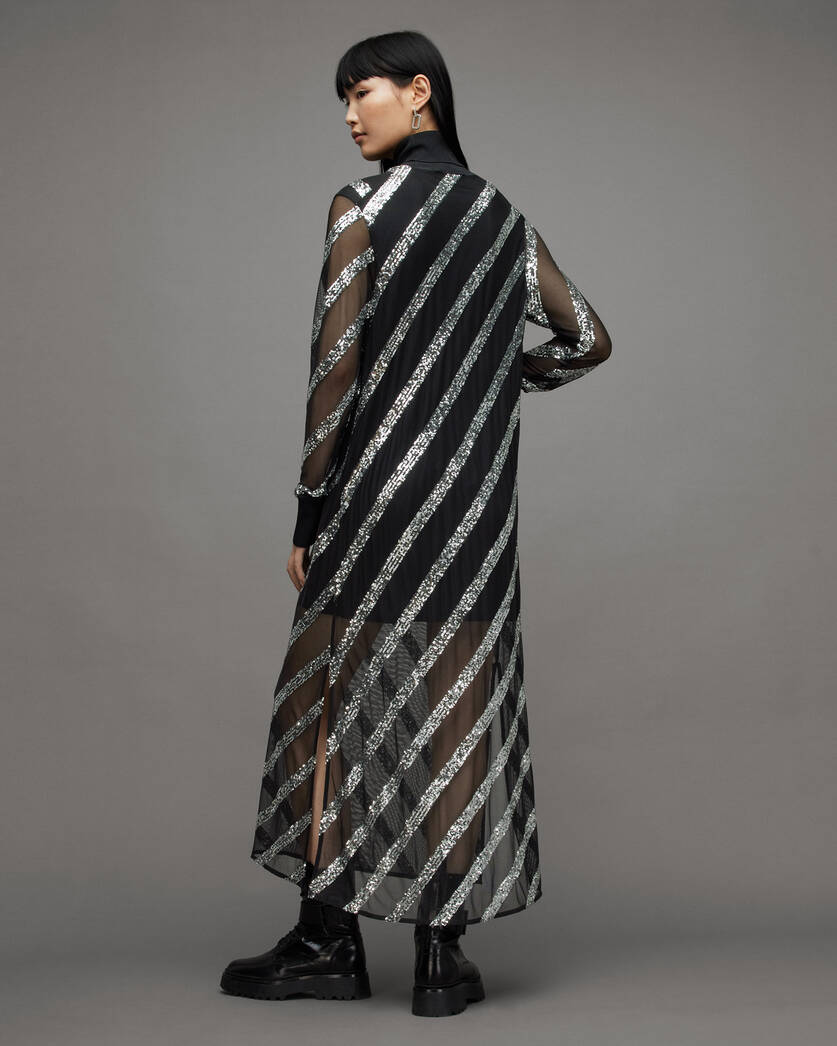 Juela Mesh Striped Sequin Midi Dress  large image number 8