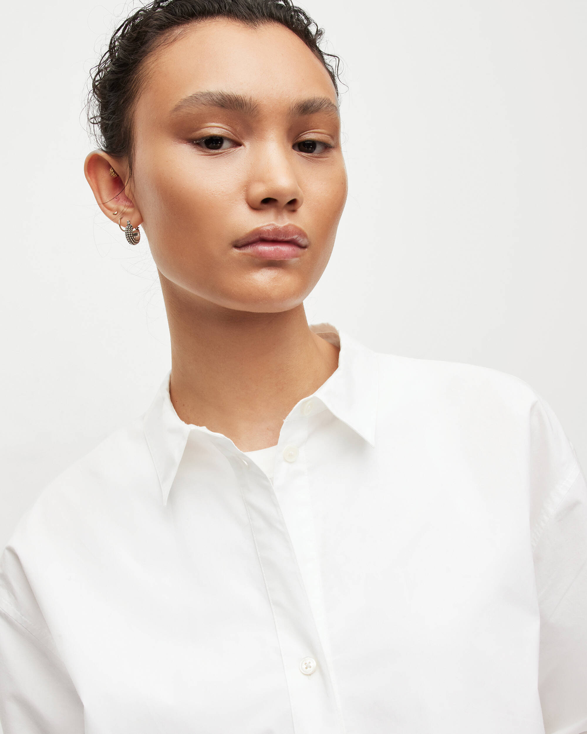 Sasha Oversized Split Hem Shirt Optic White | ALLSAINTS US
