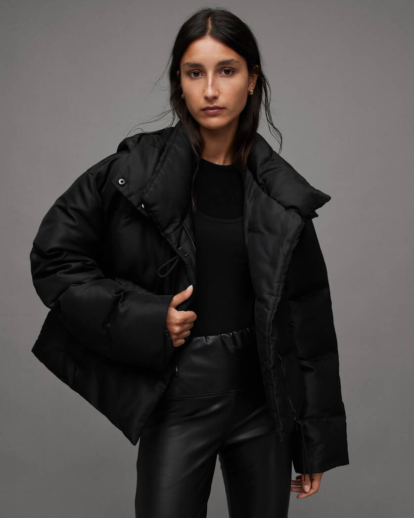 Black Quilted Puffer Zip Sac