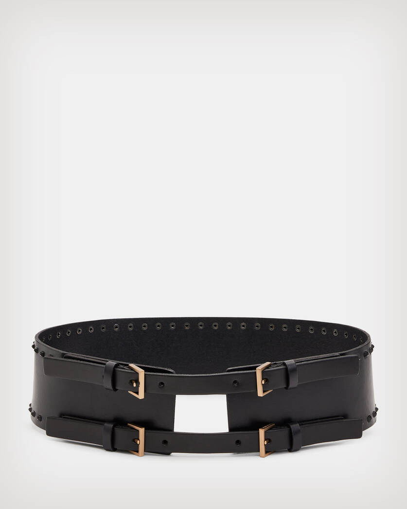 Maxie Studded Leather Double Buckle Belt  large image number 7