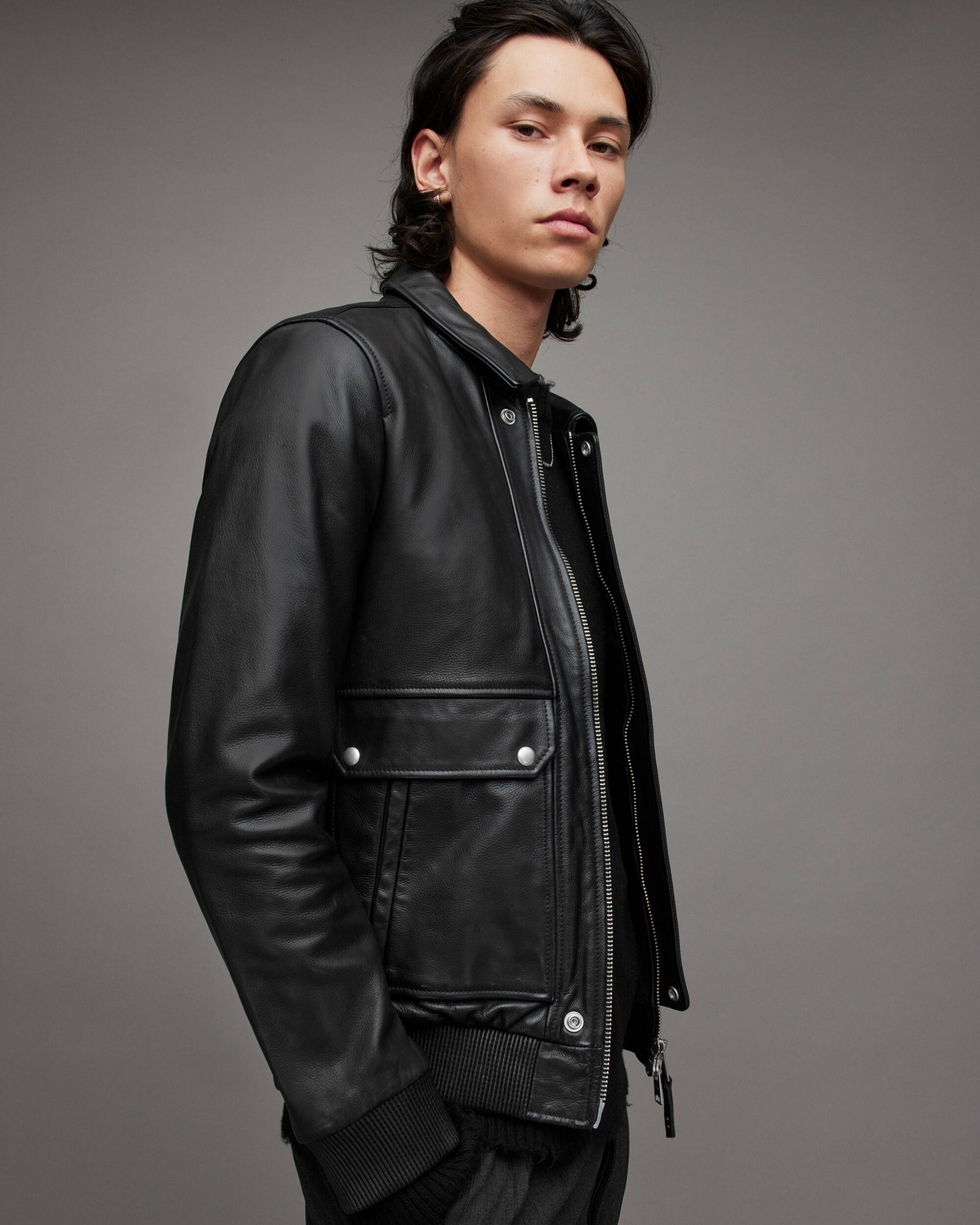 Hart Leather Aviator Jacket Black | ALLSAINTS US