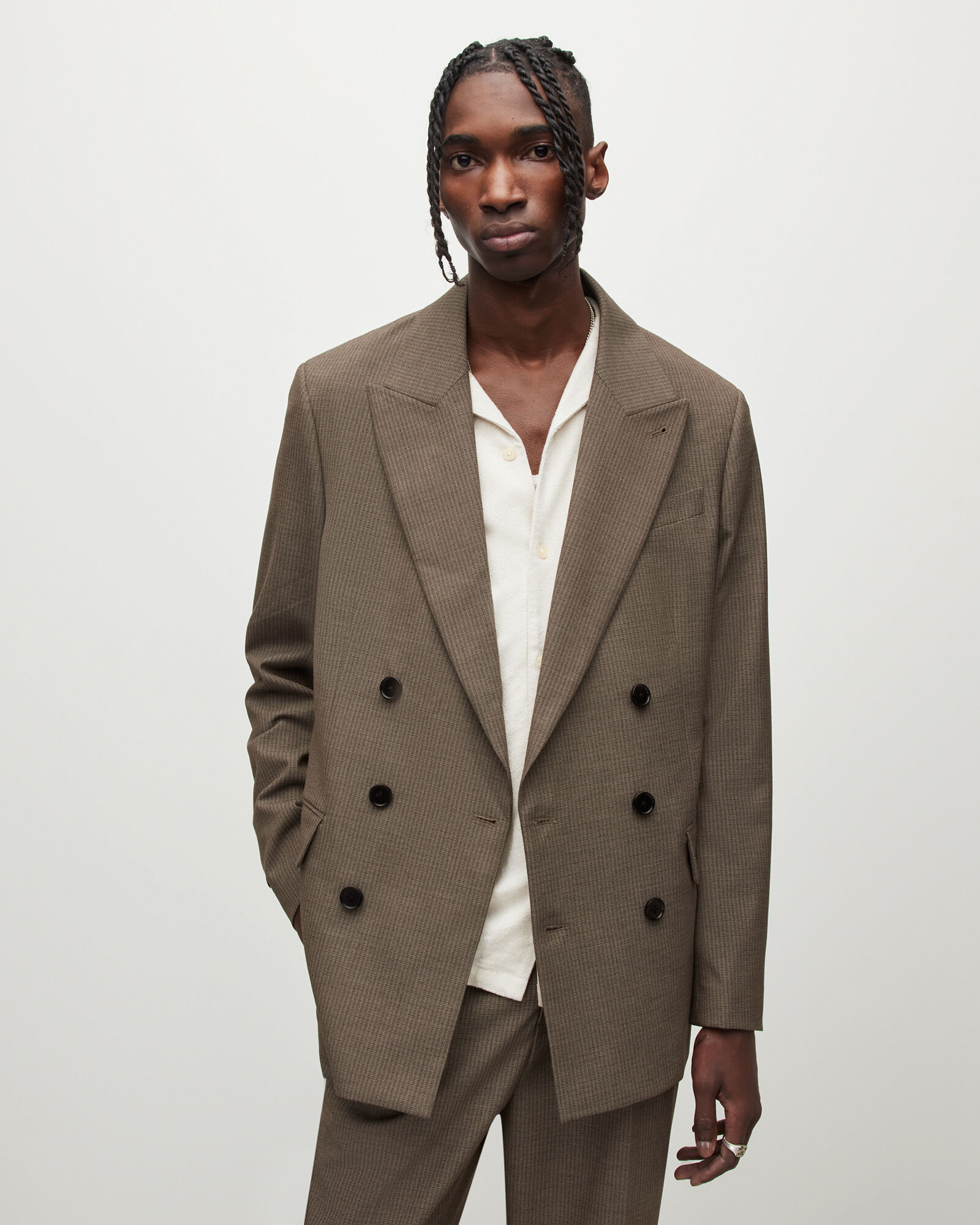 Dante Double Breasted Relaxed Blazer Light Brown | ALLSAINTS US