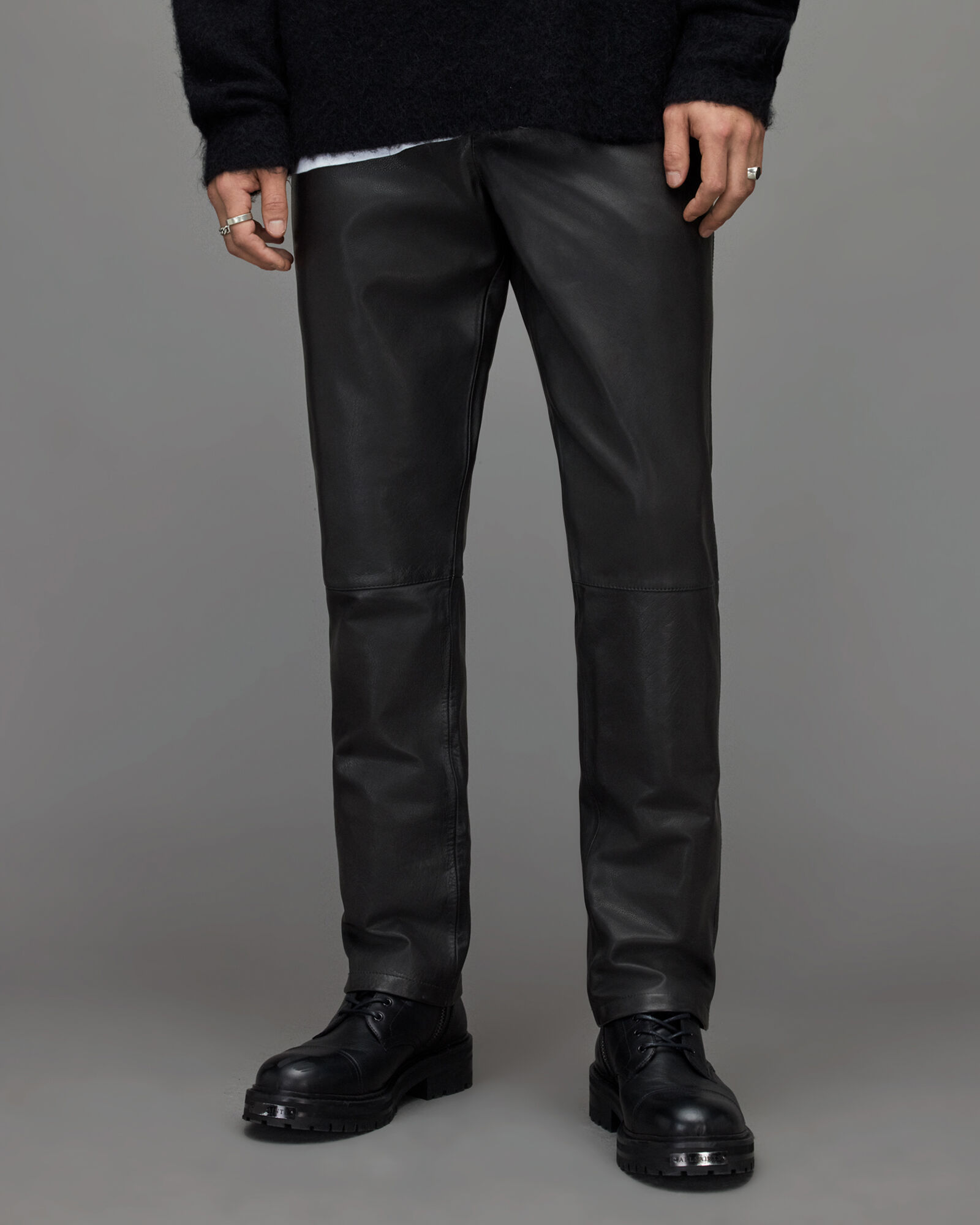 straight fit leather pants
