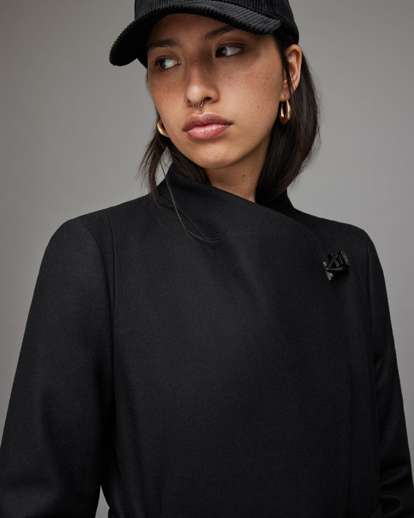 Riley WoolCashmere Blend Coat Black ALLSAINTS US