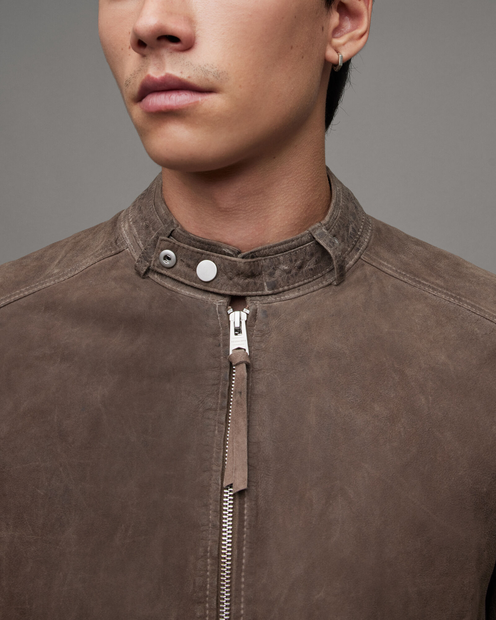 Cora Leather Snap Back Collar Jacket