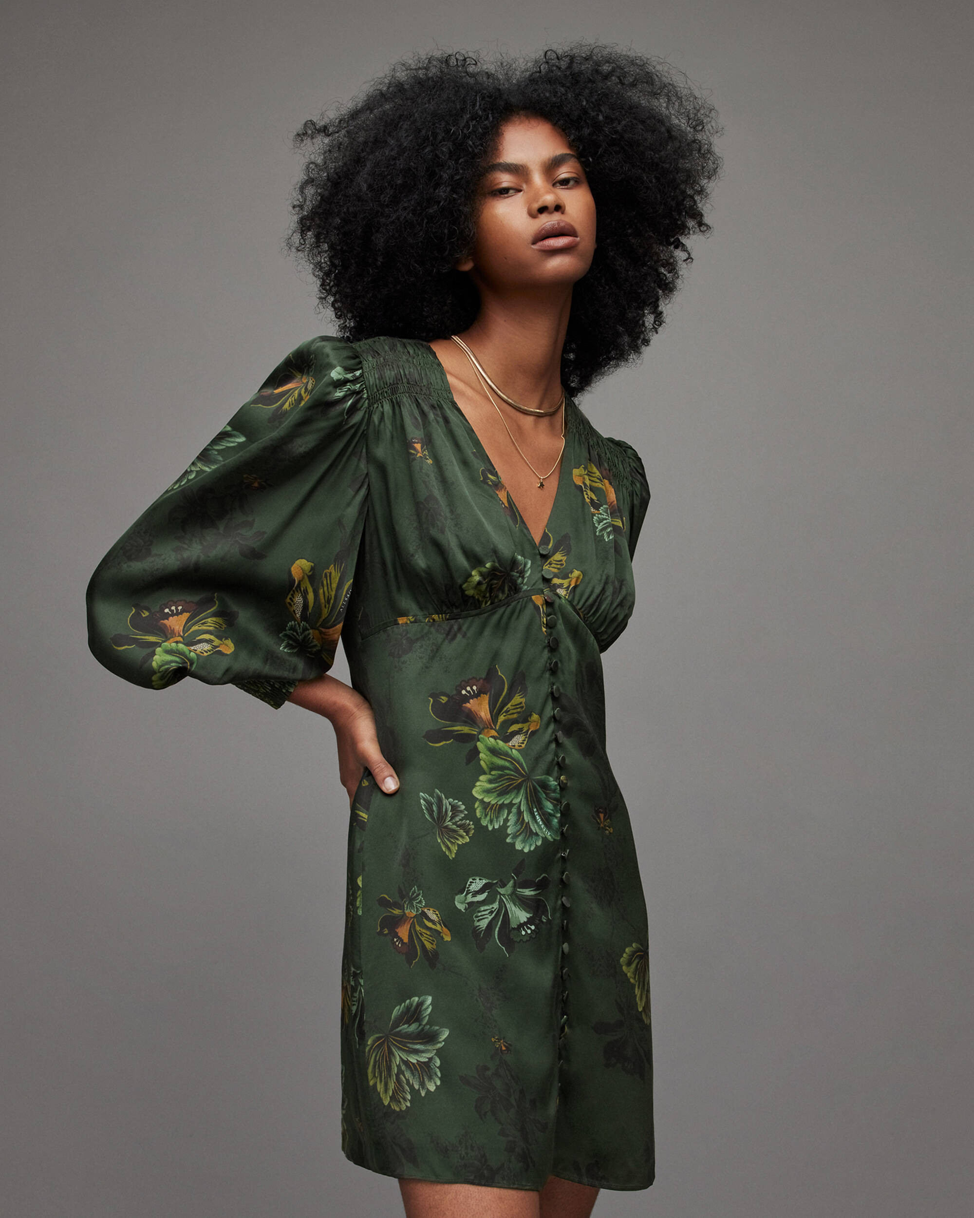 Auden Lilly Mini Dress Forest Green | ALLSAINTS US