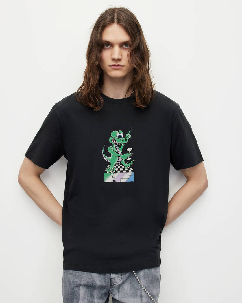 Lounge Lizard Crew Neck Graphic T-Shirt Washed Black
