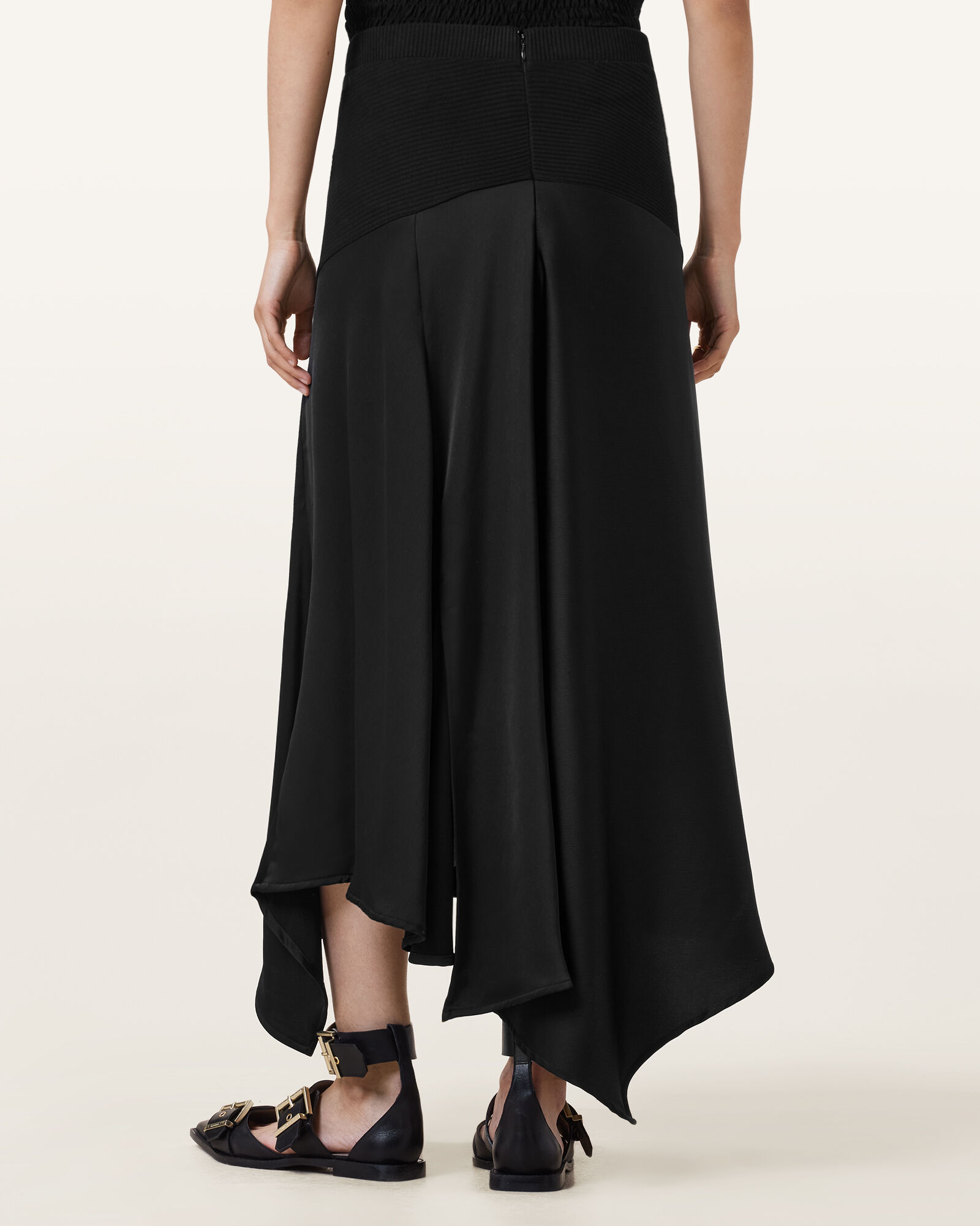 Pia Satin Asymmetric Maxi Skirt Black ALLSAINTS US — free download