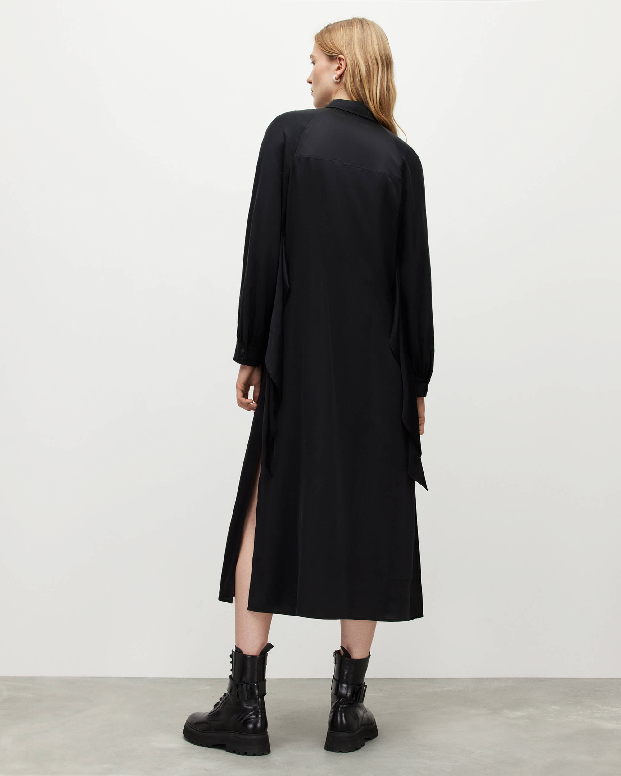 Clanetta Midi Shirt Dress Black | ALLSAINTS US