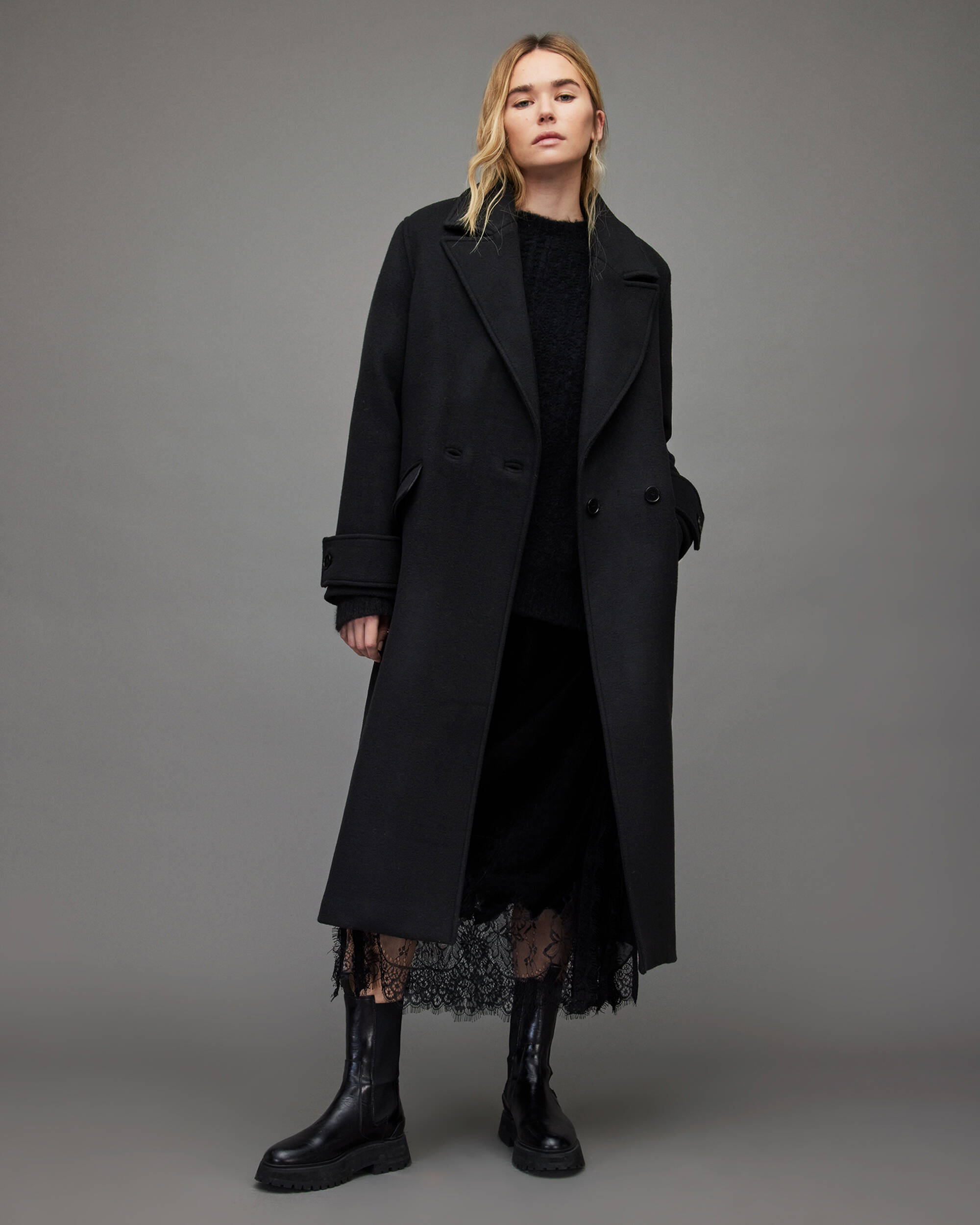 Mabel Oversized Wool Coat Black | ALLSAINTS