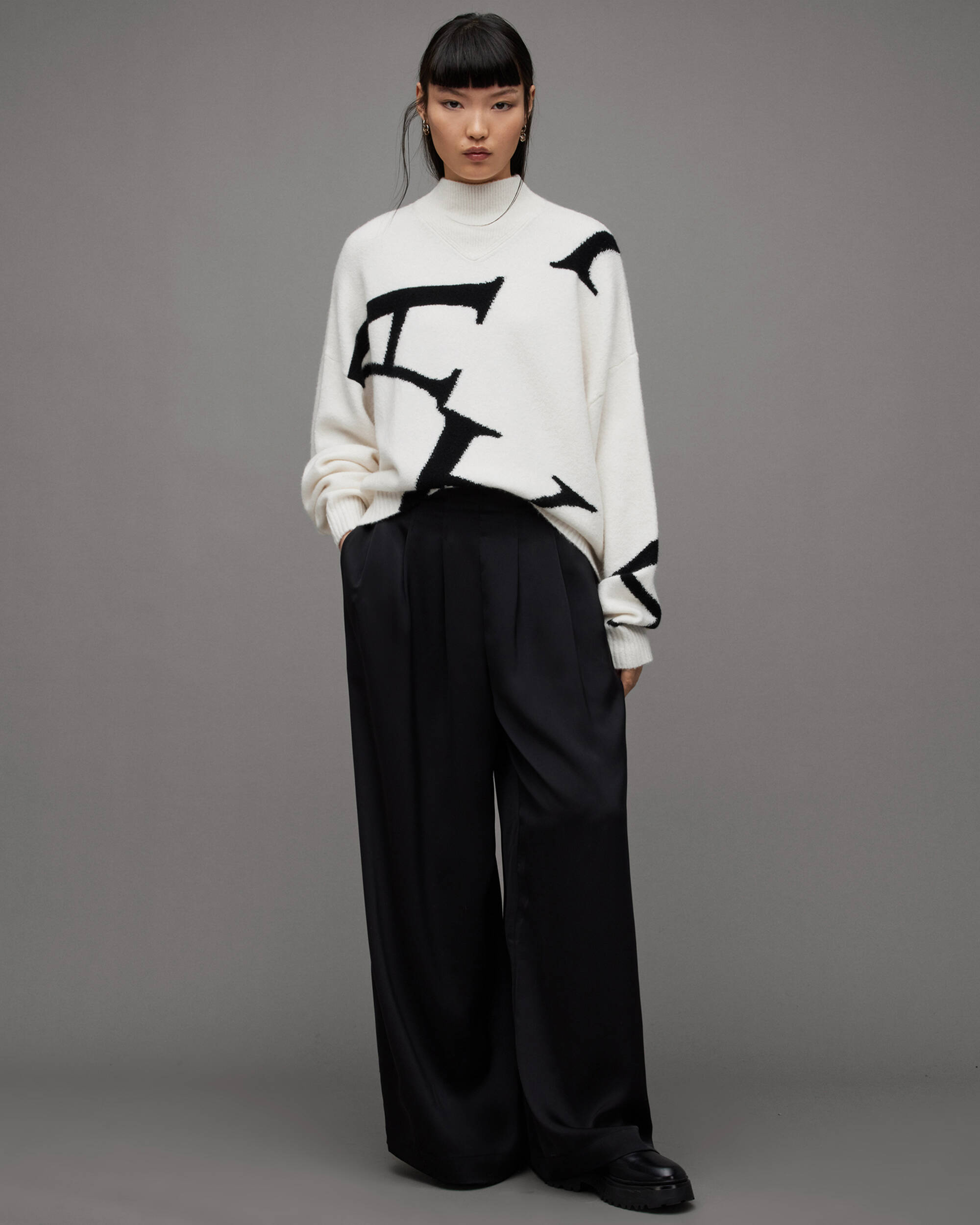 A Star Graphic Sweater CHALK WHITE/BLACK | ALLSAINTS US