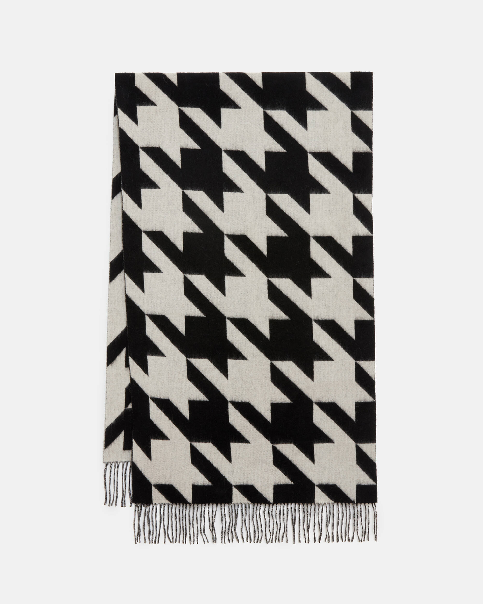 Houndstooth Oversized Wool Scarf