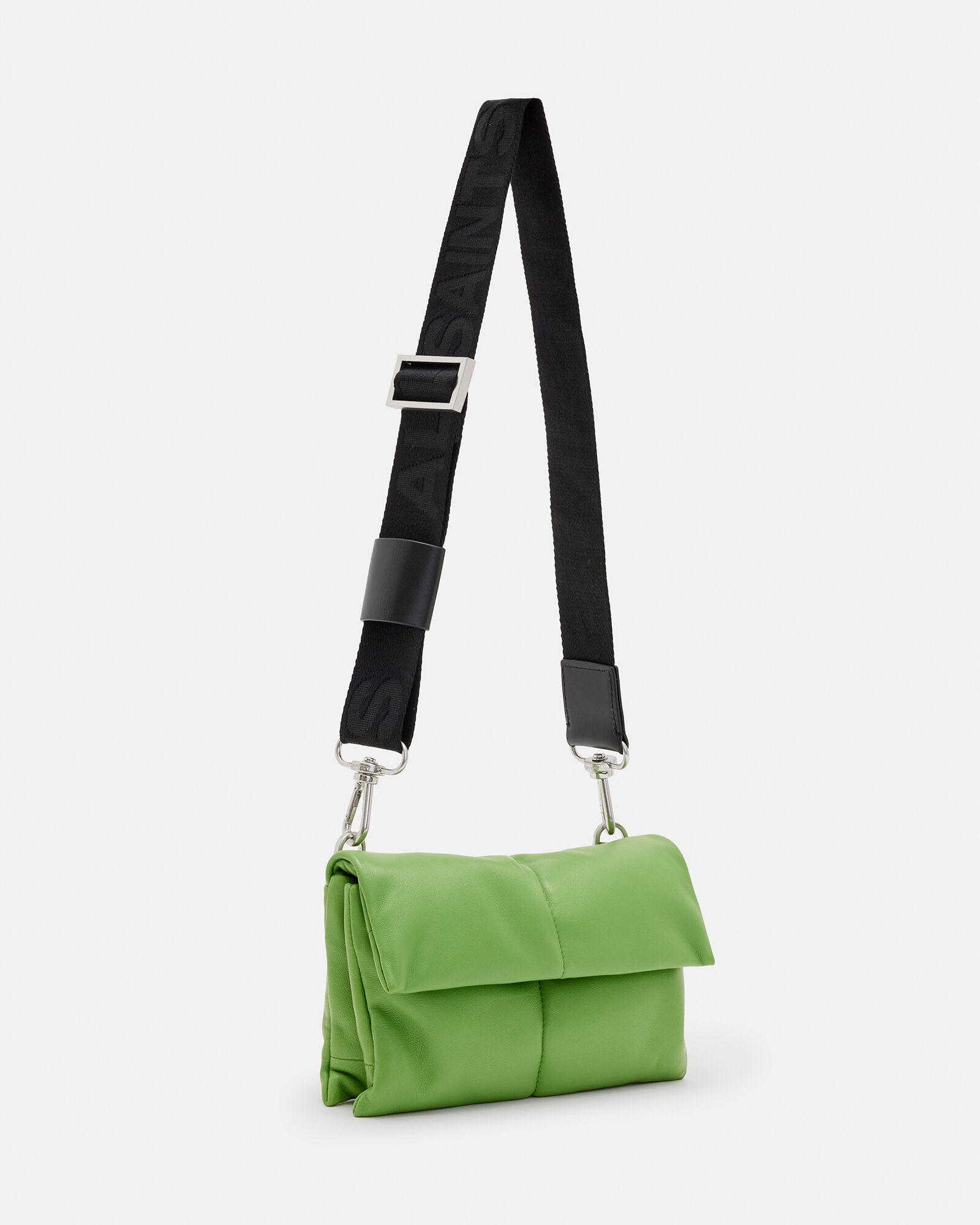 Ezra Leather Quilted Crossbody Bag Green ALLSAINTS US