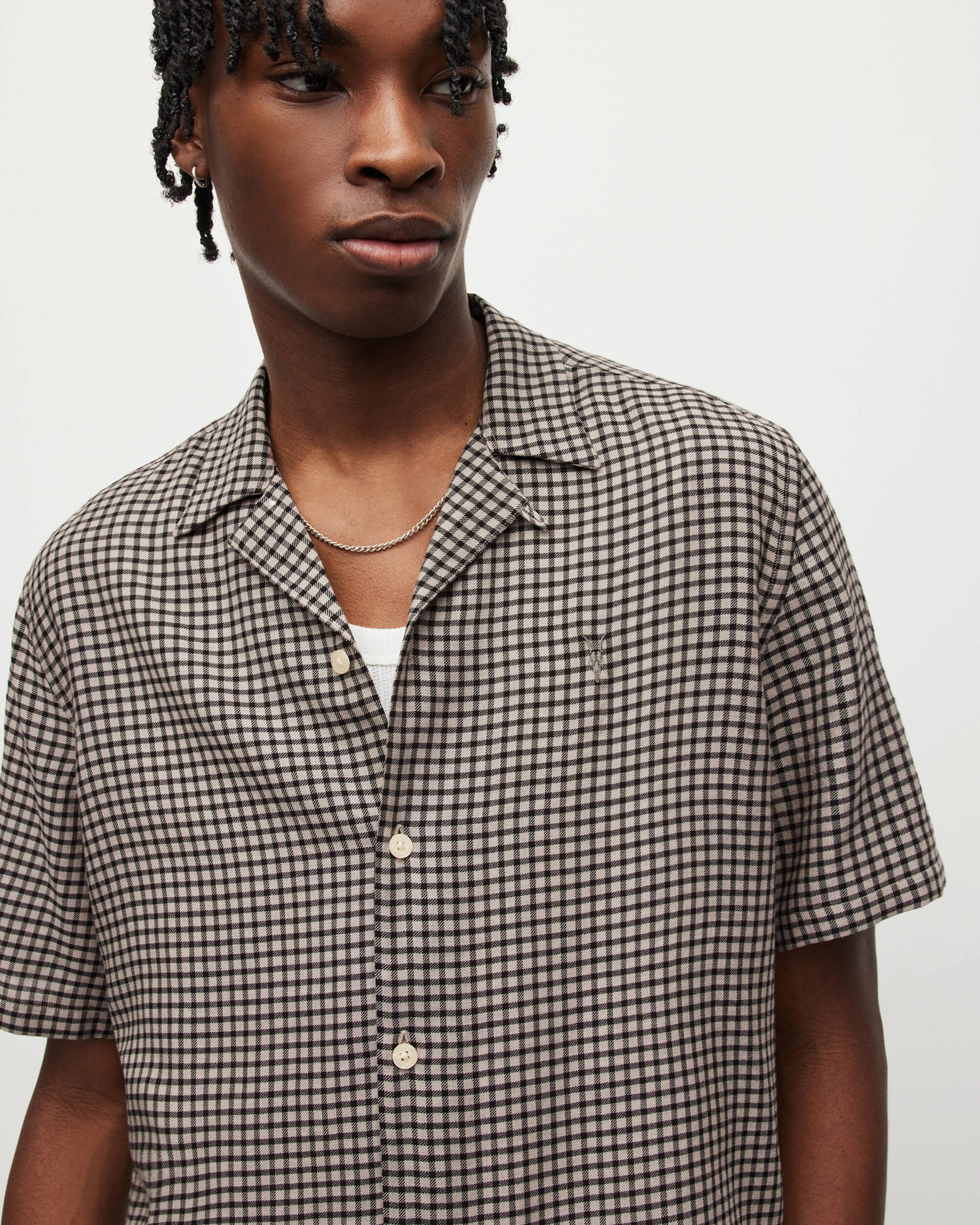 Glendale Checked Short Sleeve Shirt PALE TAUPE | ALLSAINTS US