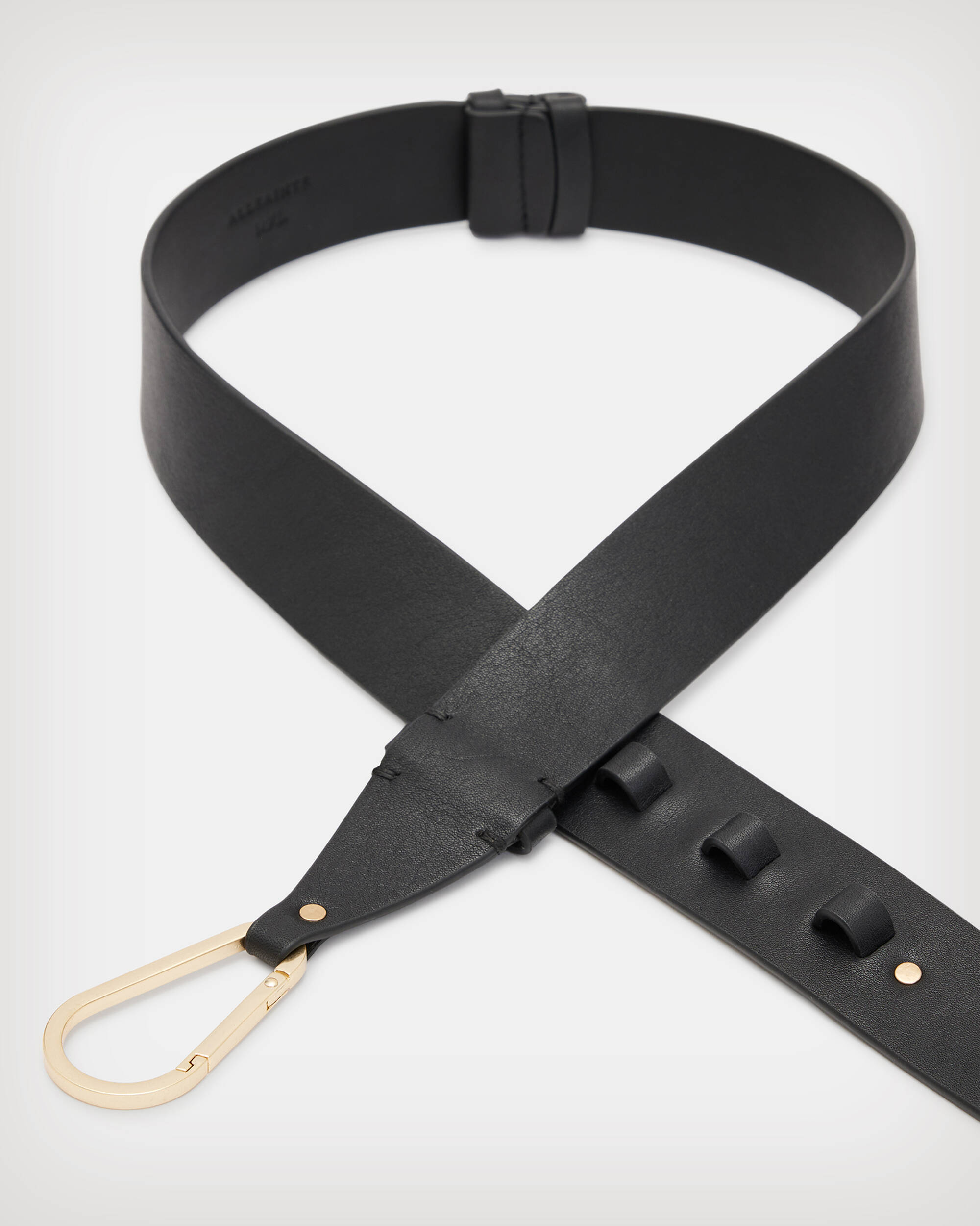 Coleen Carabiner Leather Belt BLACK/WARM BRASS | ALLSAINTS US
