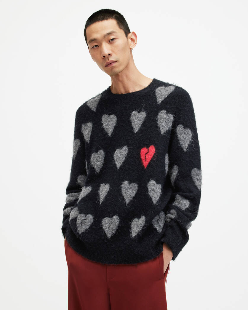 Amore Heart Motif Relaxed Fit Sweater  large image number 1