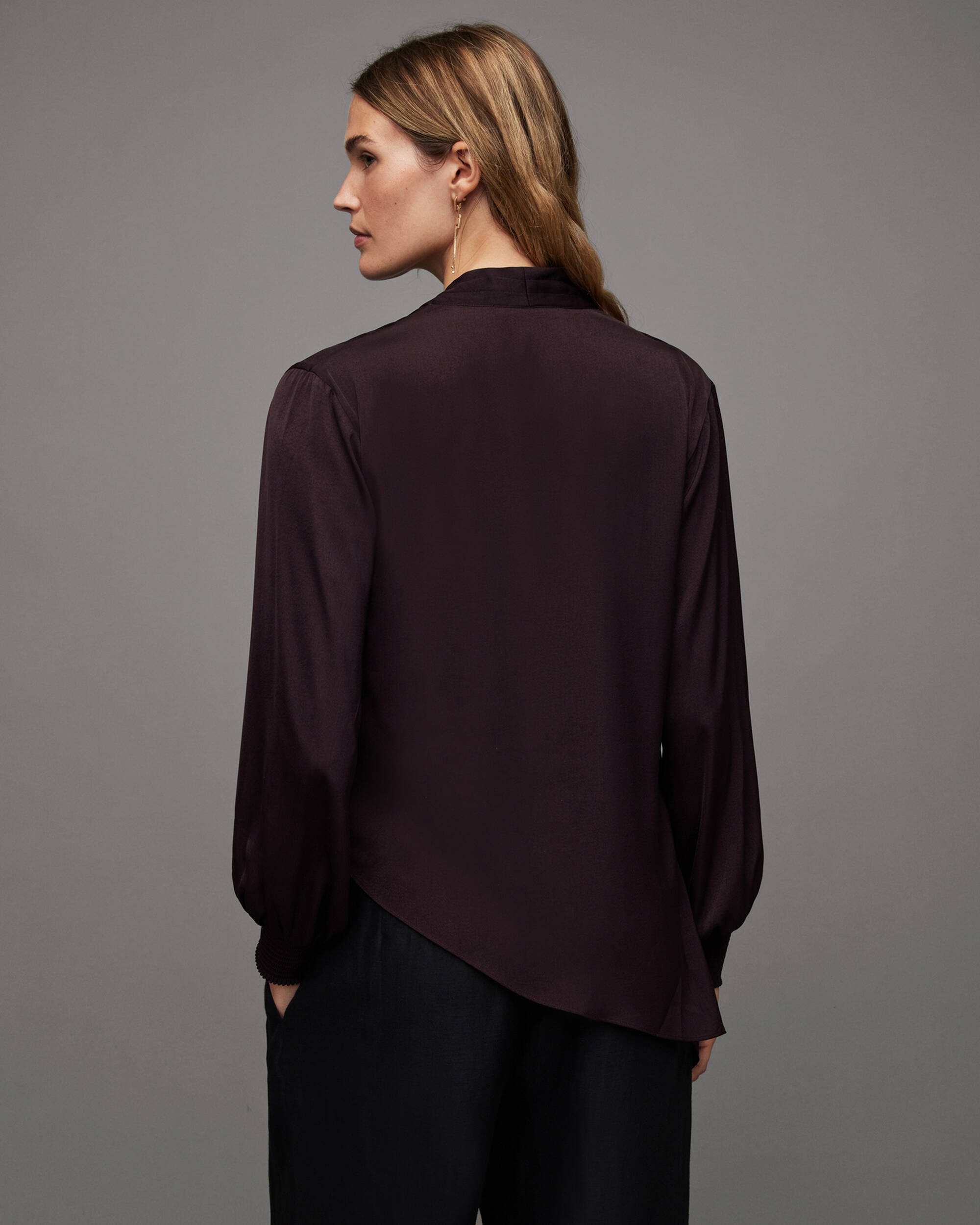 Abi Long Sleeve Draped Wrap Over Top  large image number 4