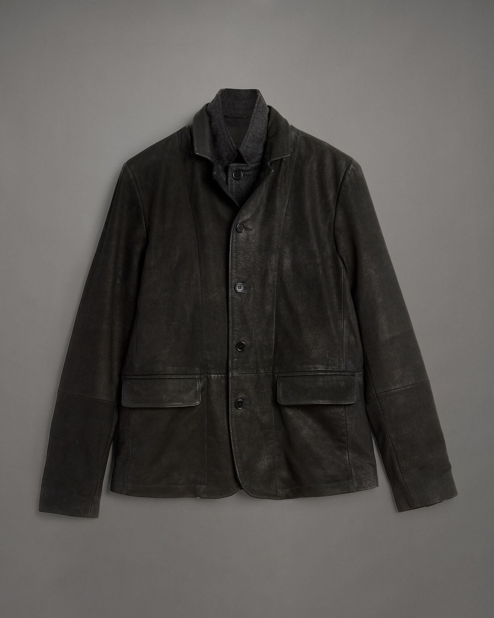 Survey Waxed Suede Double Layer Blazer ANTHRACITE GREY | ALLSAINTS US