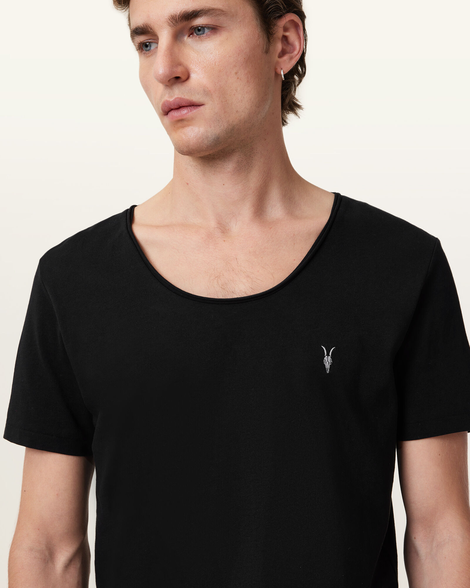 Faris Scoop Neck Slim Fit TShirt Jet Black ALLSAINTS US