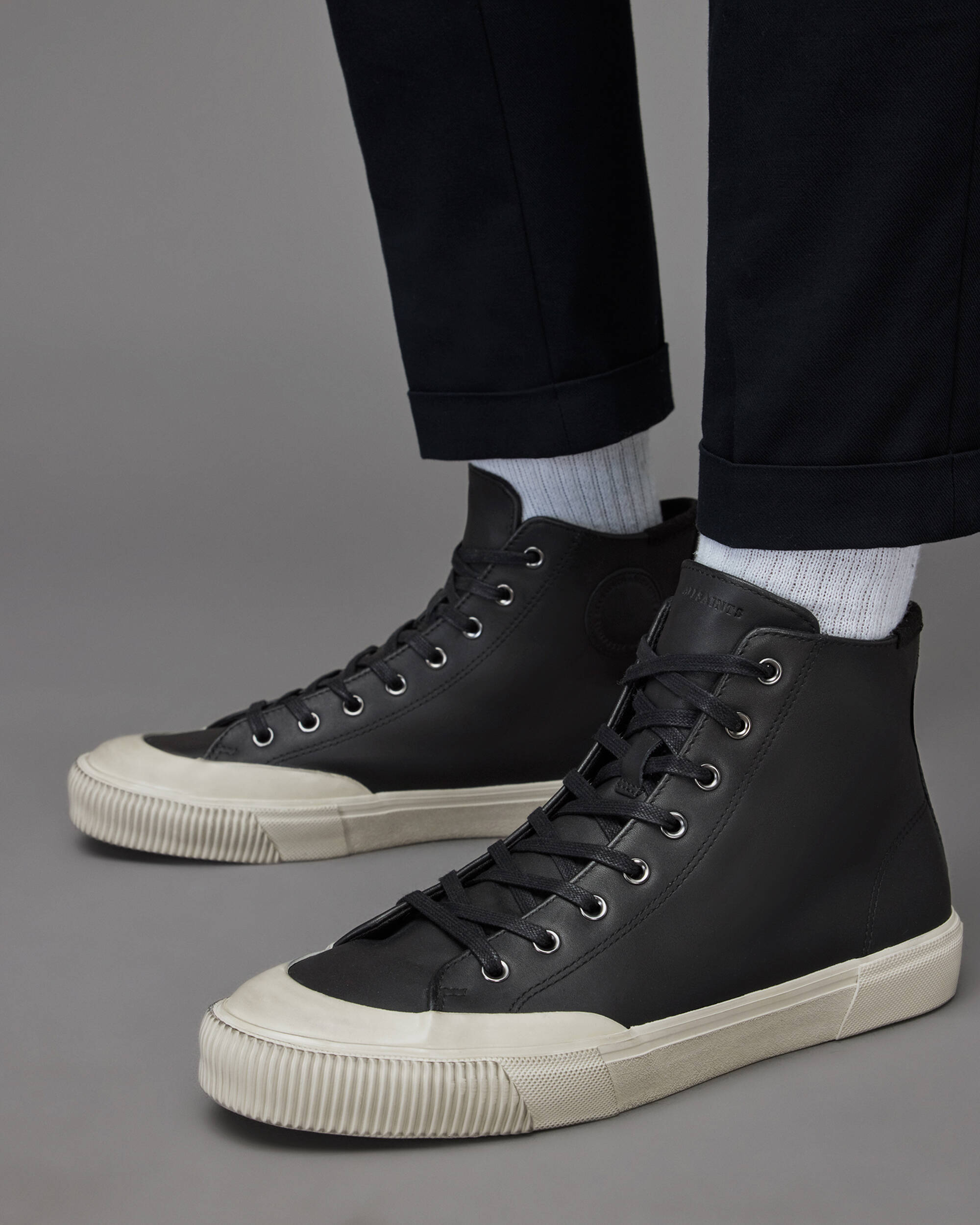 Dumont Leather High Top Sneakers Black | ALLSAINTS US
