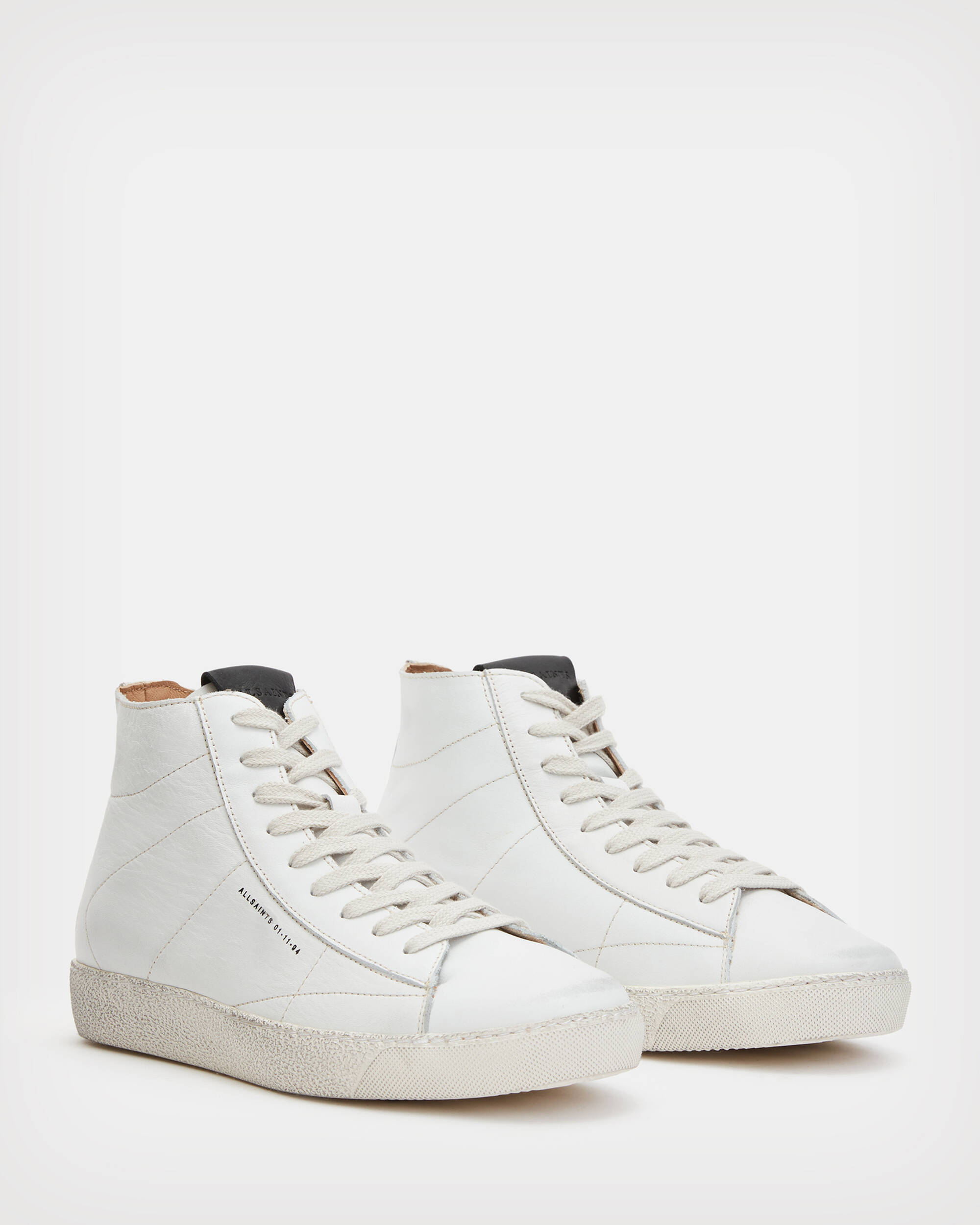 Tundy Logo Leather High Top Sneakers White | ALLSAINTS US