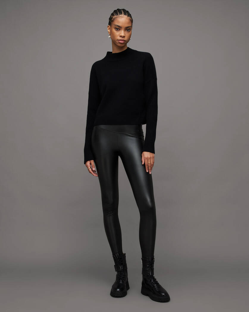 Skinny: faux leather leggings - black
