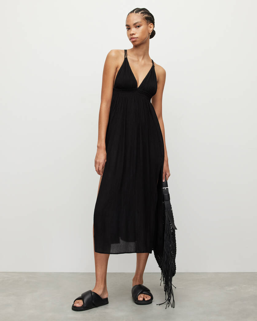 Rosa Adjustable Double Strap Maxi Dress Black | ALLSAINTS US