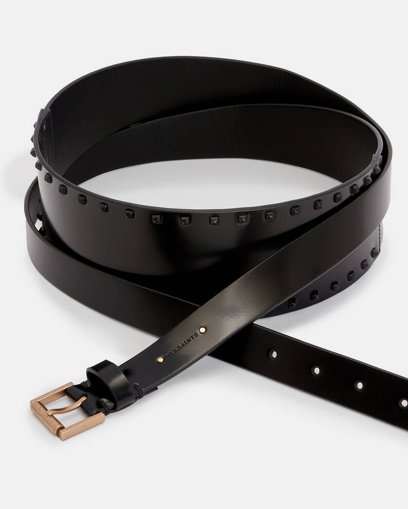 Maxie Leather Studded Alcor Waist Belt BLACK/MATTE BLACK