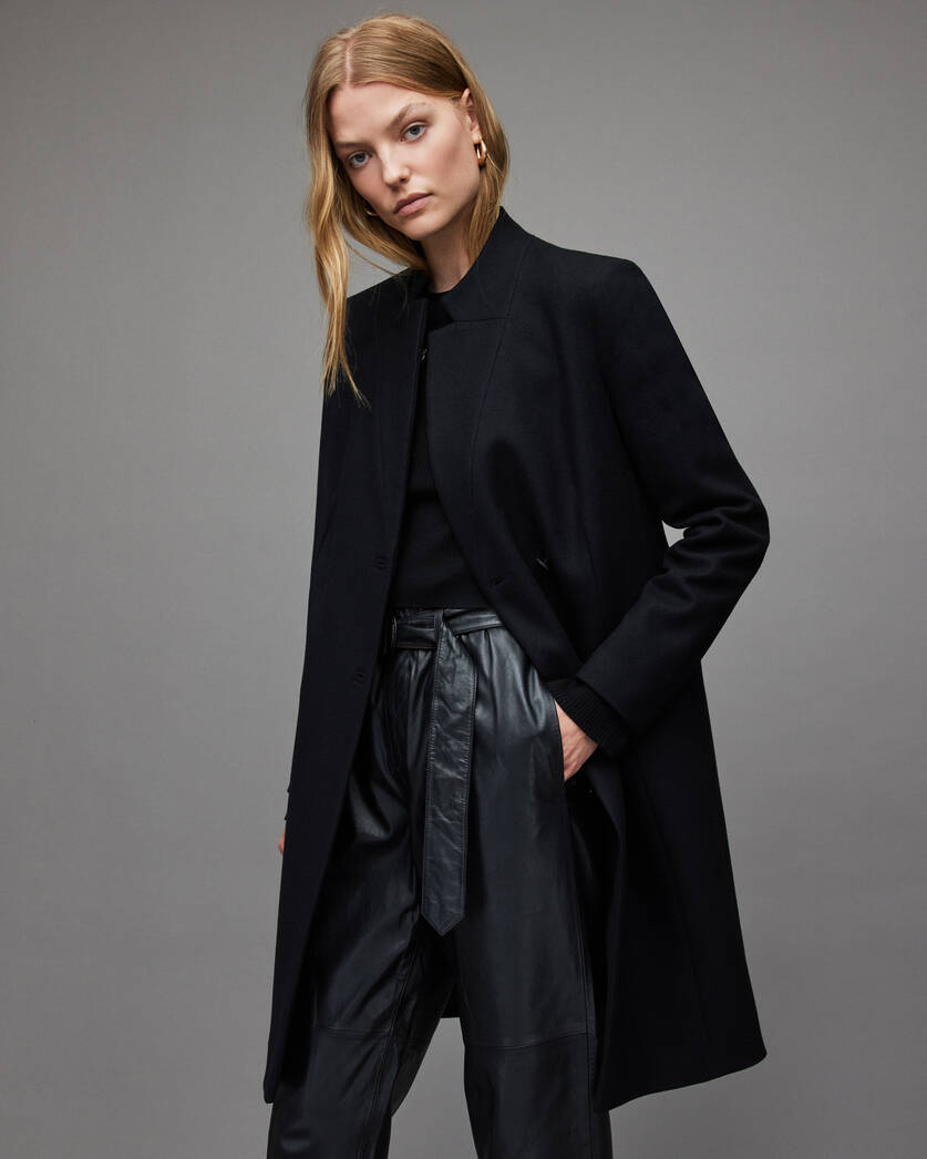 Sidney Recycled Wool-Cashmere Blend Coat Black | ALLSAINTS US