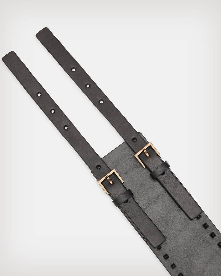 Maxie Studded Leather Double Buckle Belt  large image number 6
