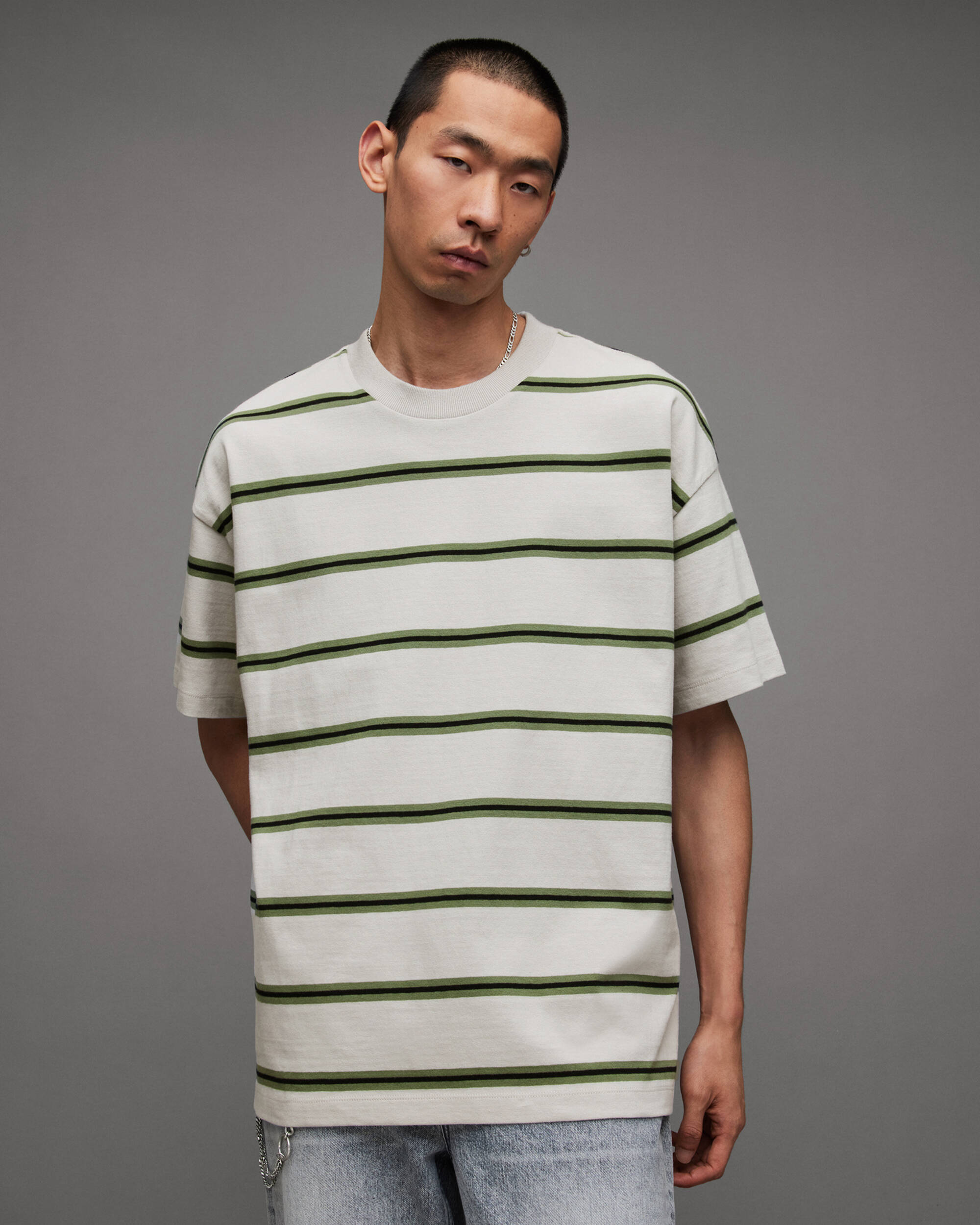 Arden Oversized Striped Crew T-Shirt  large image number 1