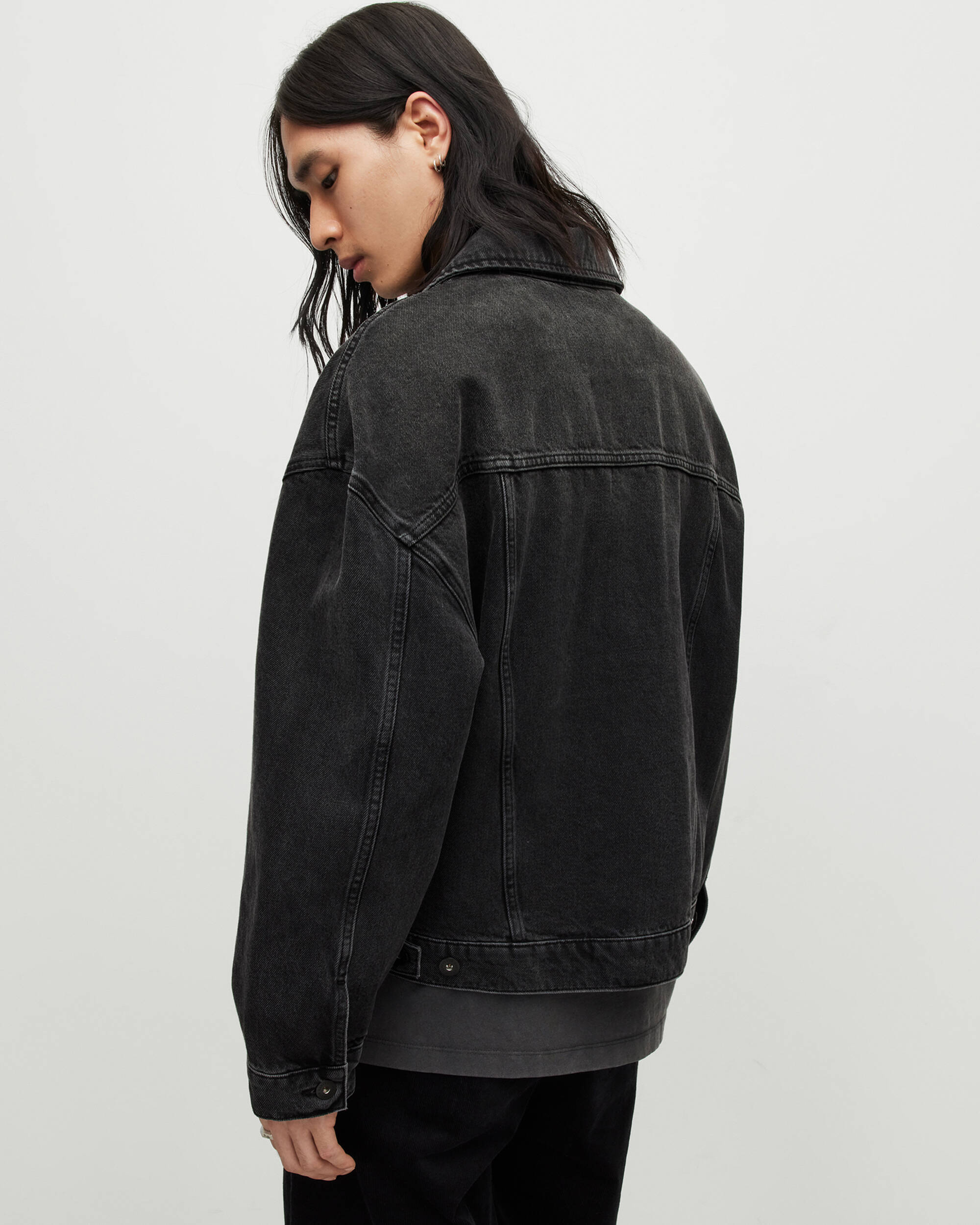 Avets Oversized Denim Jacket Washed Black | ALLSAINTS US