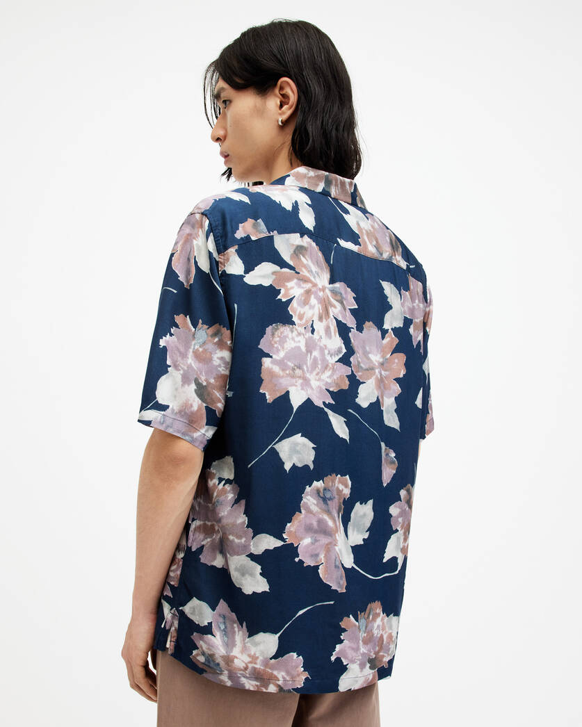 Floral Print | ALLSAINTS Zinnia ADMIRAL Shirt BLUE Relaxed US Fit