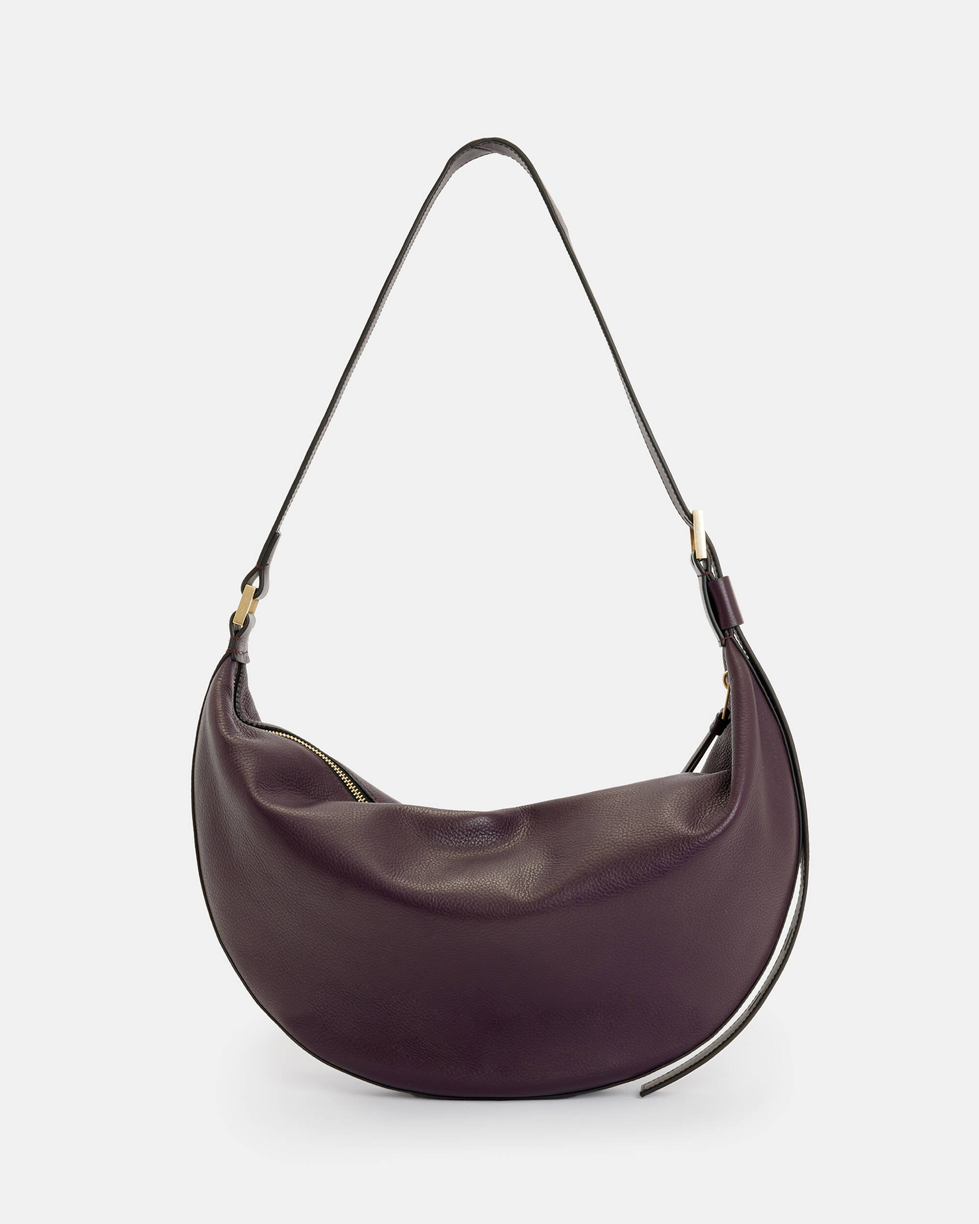 Half Moon Leather Shoulder Bag PURPLE PORT | ALLSAINTS US
