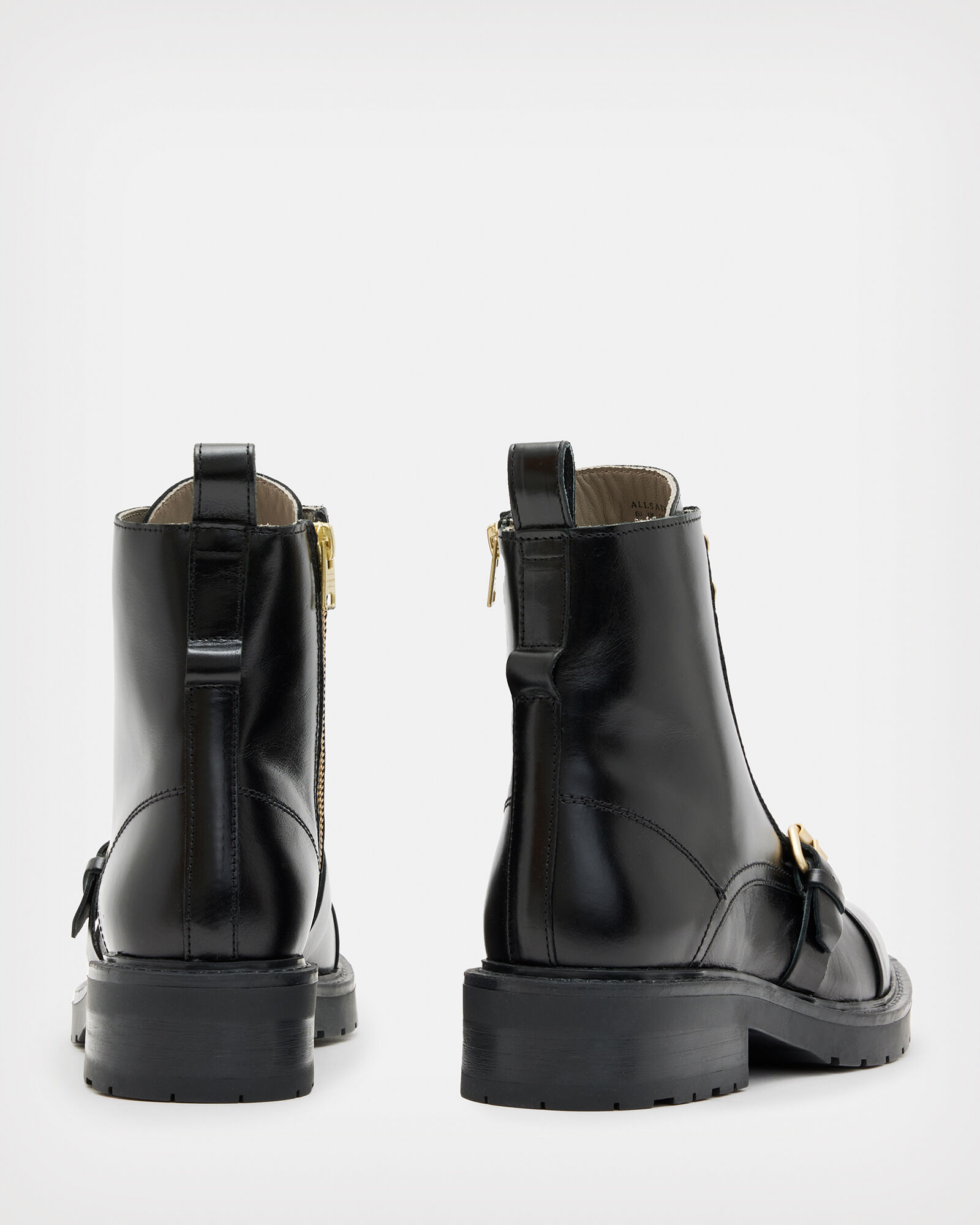 Donita Leather Ankle Boots BLACK/WARM BRASS | ALLSAINTS US