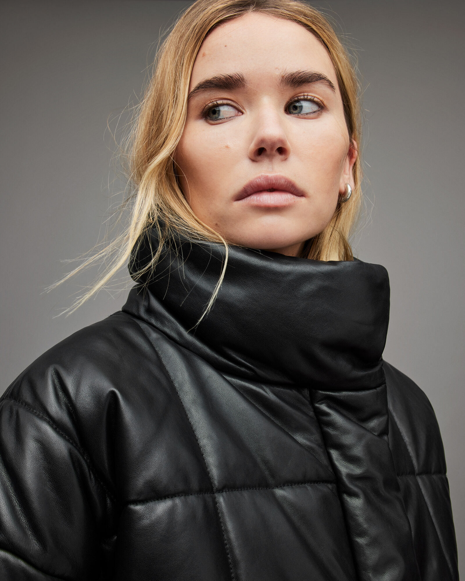 Petra Leather Puffer Jacket Black | ALLSAINTS US