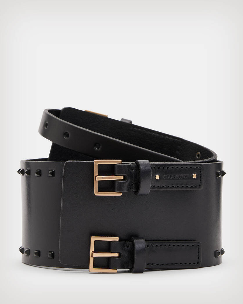 Maxie Studded Leather Double Buckle Belt  large image number 2
