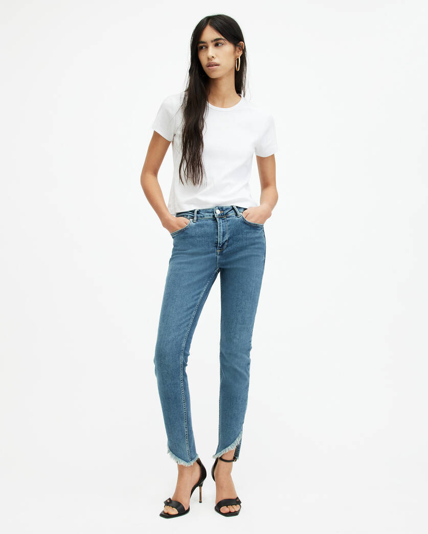 Dax High Rise Asymmetric Hem Denim Jeans HUNTER BLUE | ALLSAINTS US