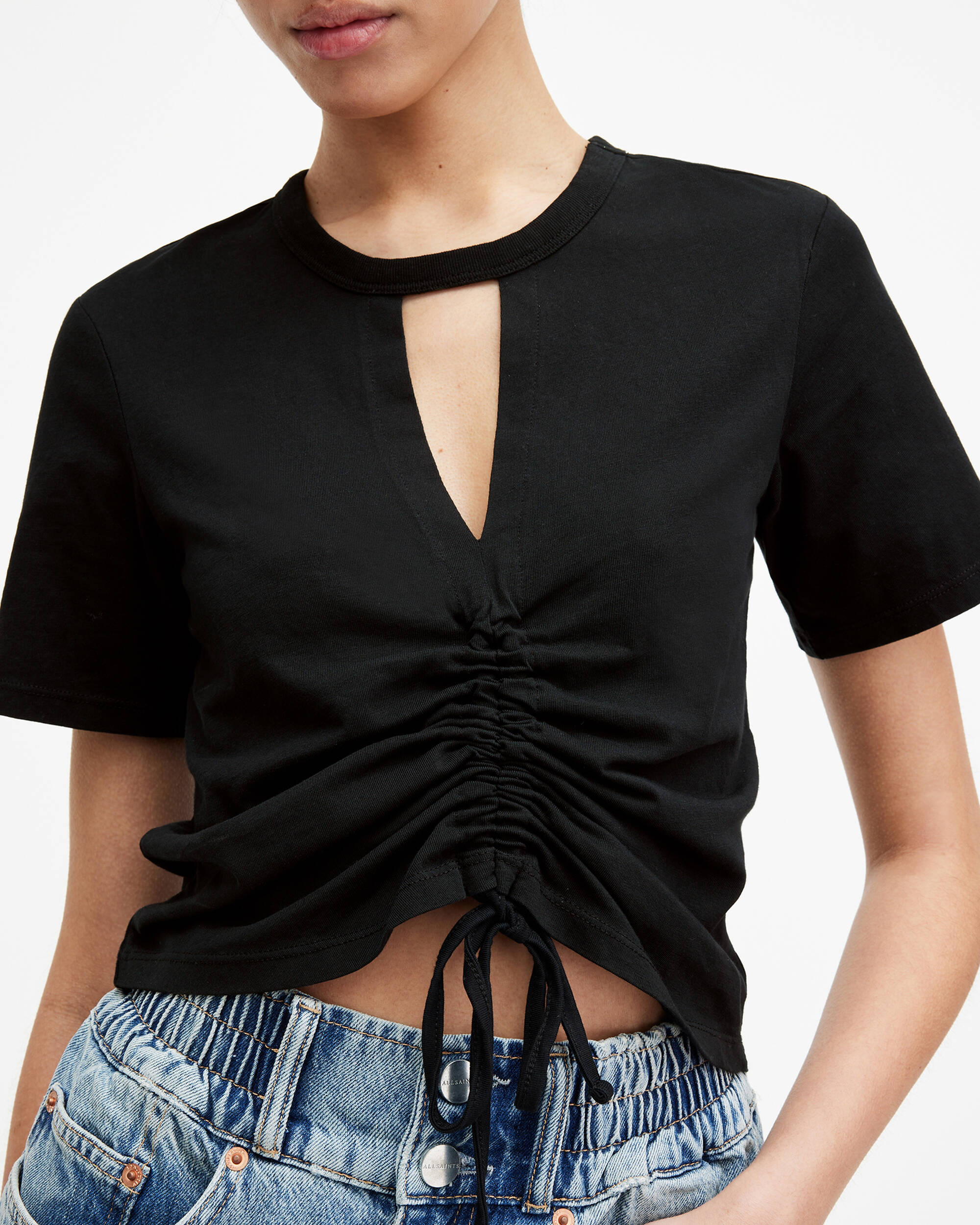 Gigi Centre Drawcord T-Shirt Black | ALLSAINTS US