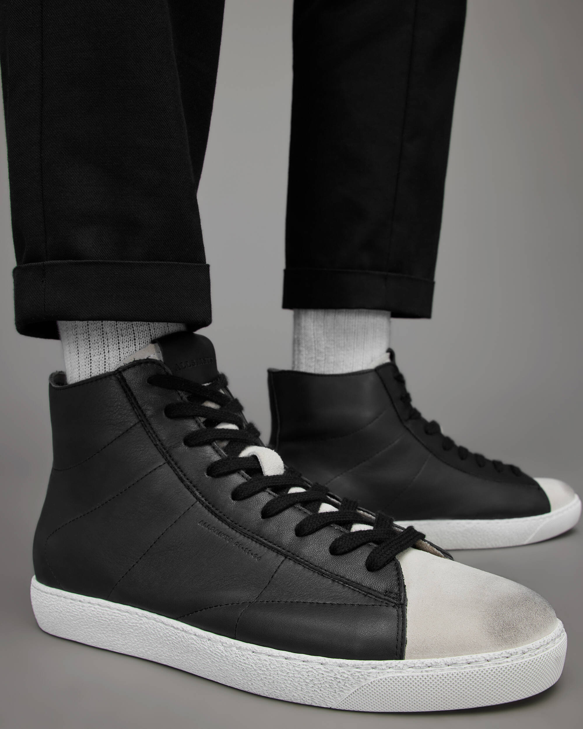 Tundy High Top Sneakers Black/White | ALLSAINTS US