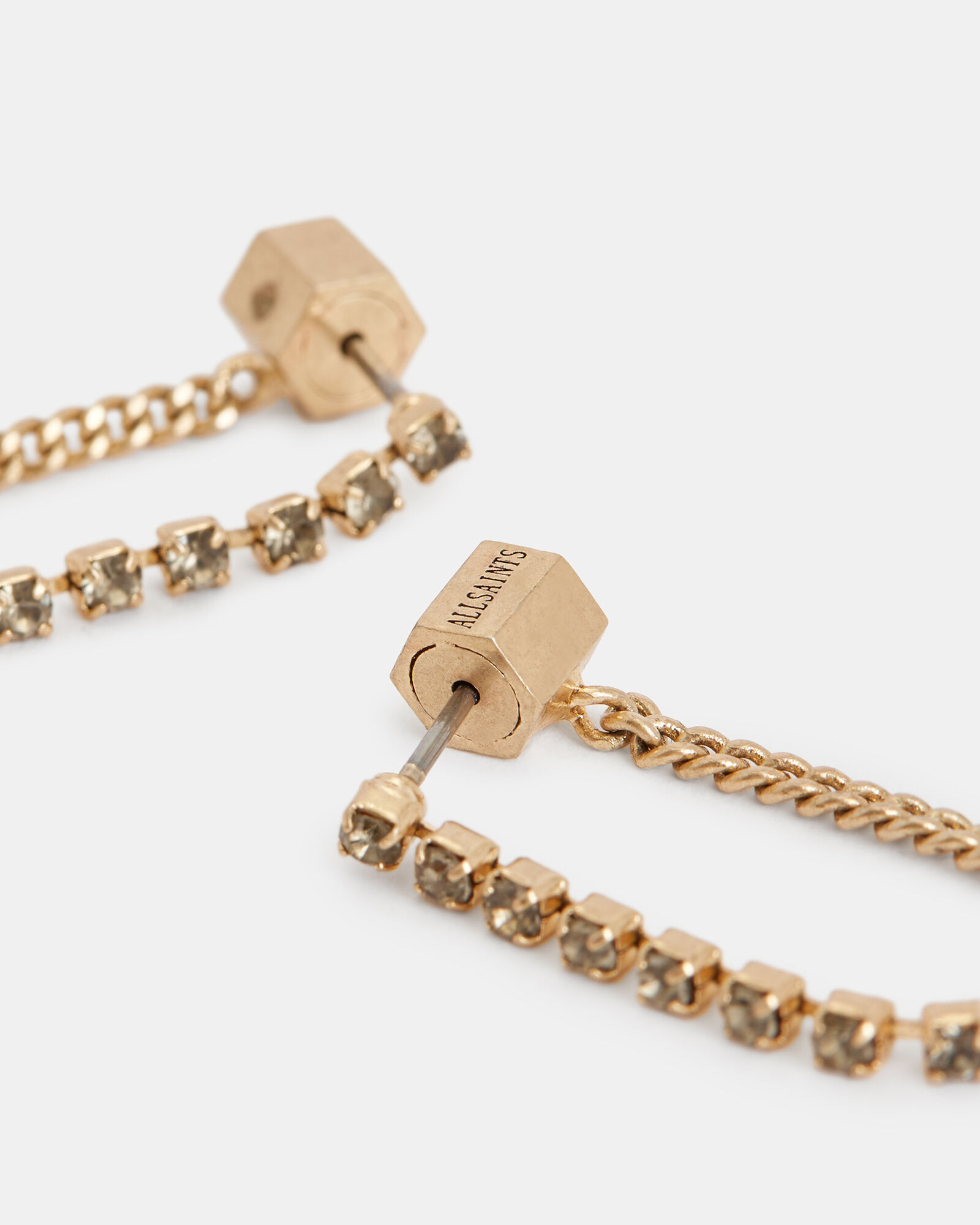 Kirsty Curb Chain Loop Earrings WARM BRASS/BLACK | ALLSAINTS US