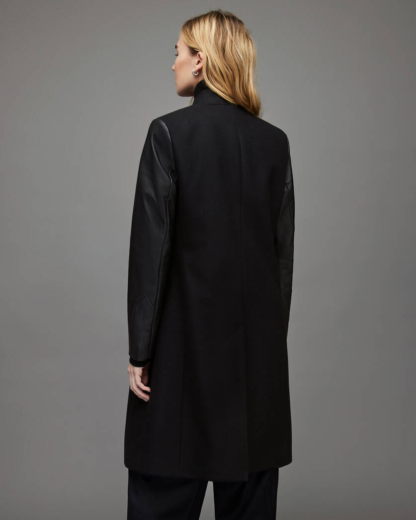 Sidney Leather Sleeve Cashmere Mix Coat  large image number 6