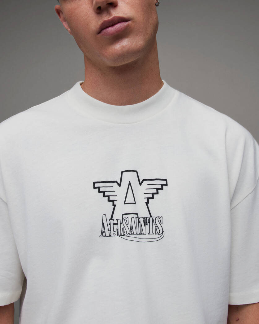 Match Biker Print Crew Neck T-Shirt CALA WHITE | ALLSAINTS US
