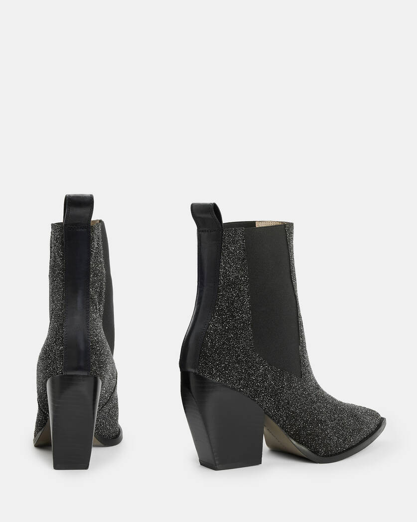Ria Leather Sparkle Boots Black | ALLSAINTS US