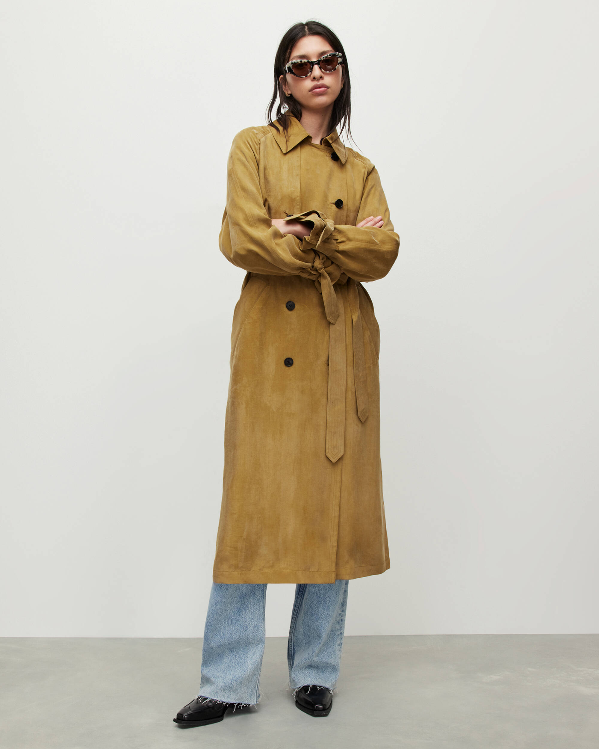 Kikki Relaxed Trench Coat Olive | ALLSAINTS US