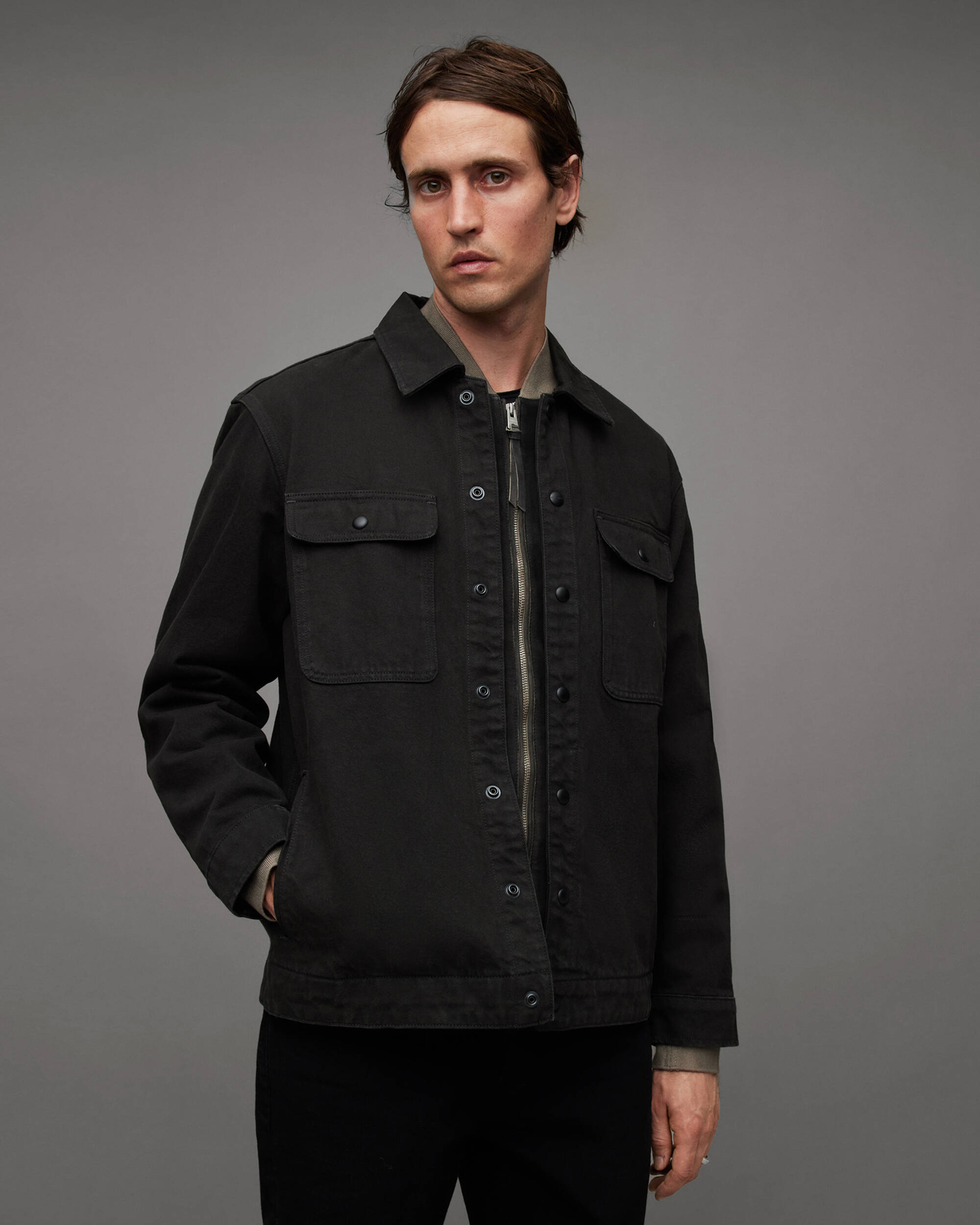 Carlton Shirt Jacket Washed Black | ALLSAINTS US