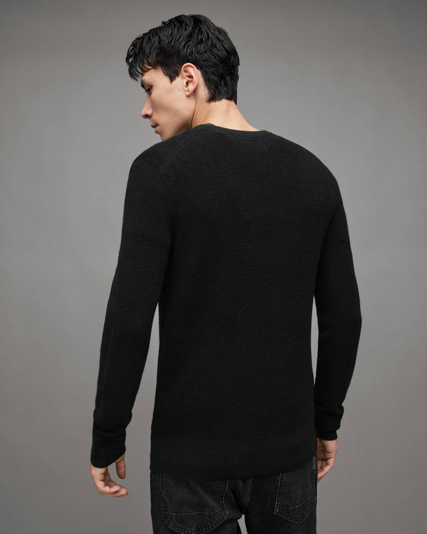 Ivar Merino Crew Neck Ramskull Sweater Black | ALLSAINTS US
