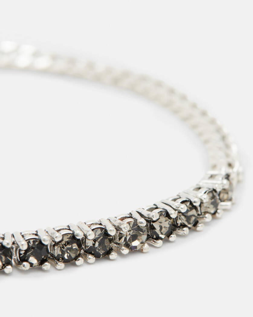 Della Crystal Curb Chain Bracelet WRM SLVR/BLCK DIAM | ALLSAINTS US